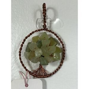 Handmade Copper and Serpentine Crystal Tree of life 3.5x2” Wall Decor